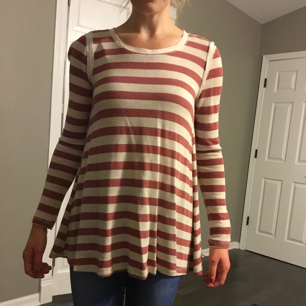 Rewind striped swing shirt with lace back